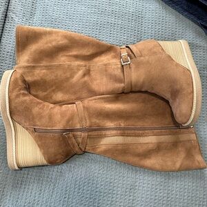 Torrid Tan Suede Buckle Heeled Boots
